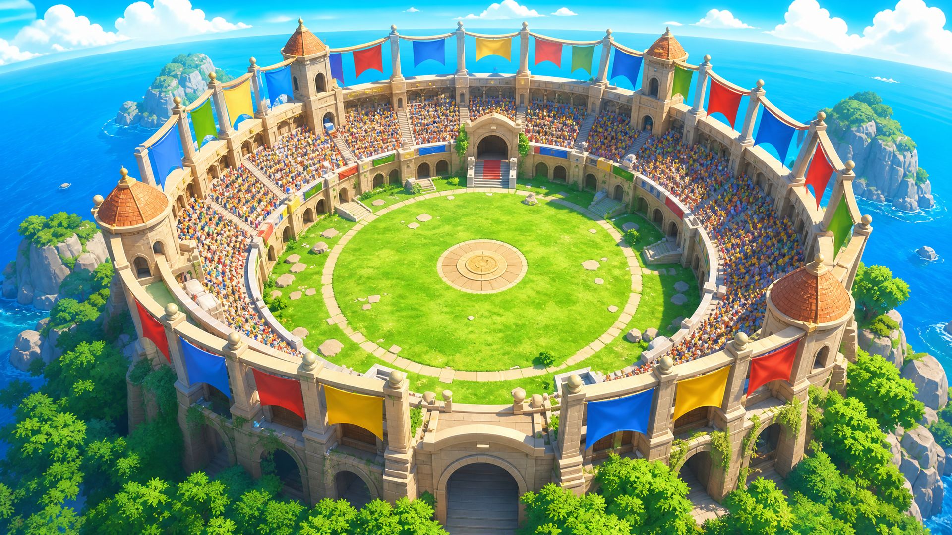 The island Colosseum, packed with fans